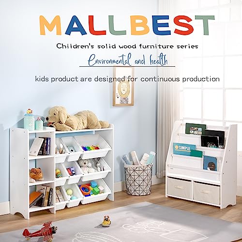 MallBest 4-Tier Kids' Toy Storage Organizer Shelf - 100% Solid Wood