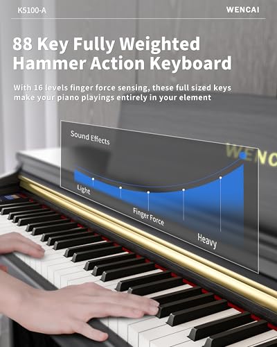 88 Keys Digital Piano Hammer Action Weighted Keyboard Piano, Full Size Upright Electric Piano, Wooden Electronic Piano for Beginner Professional