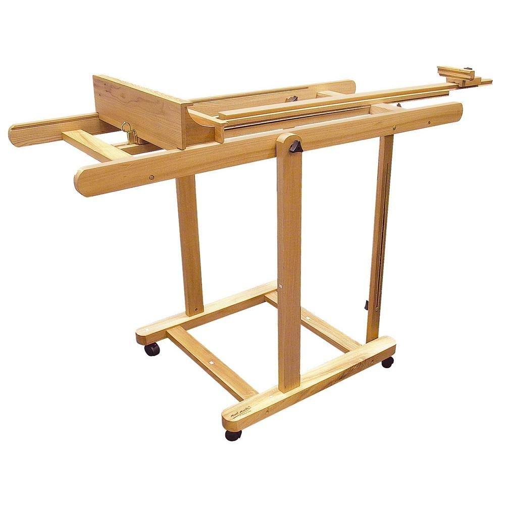 Mont Marte Tilting Studio Wooden Floor Easel. Height Adjustable Extra Large H-Frame Featuring A Large Tilt Range. Castor Wheels