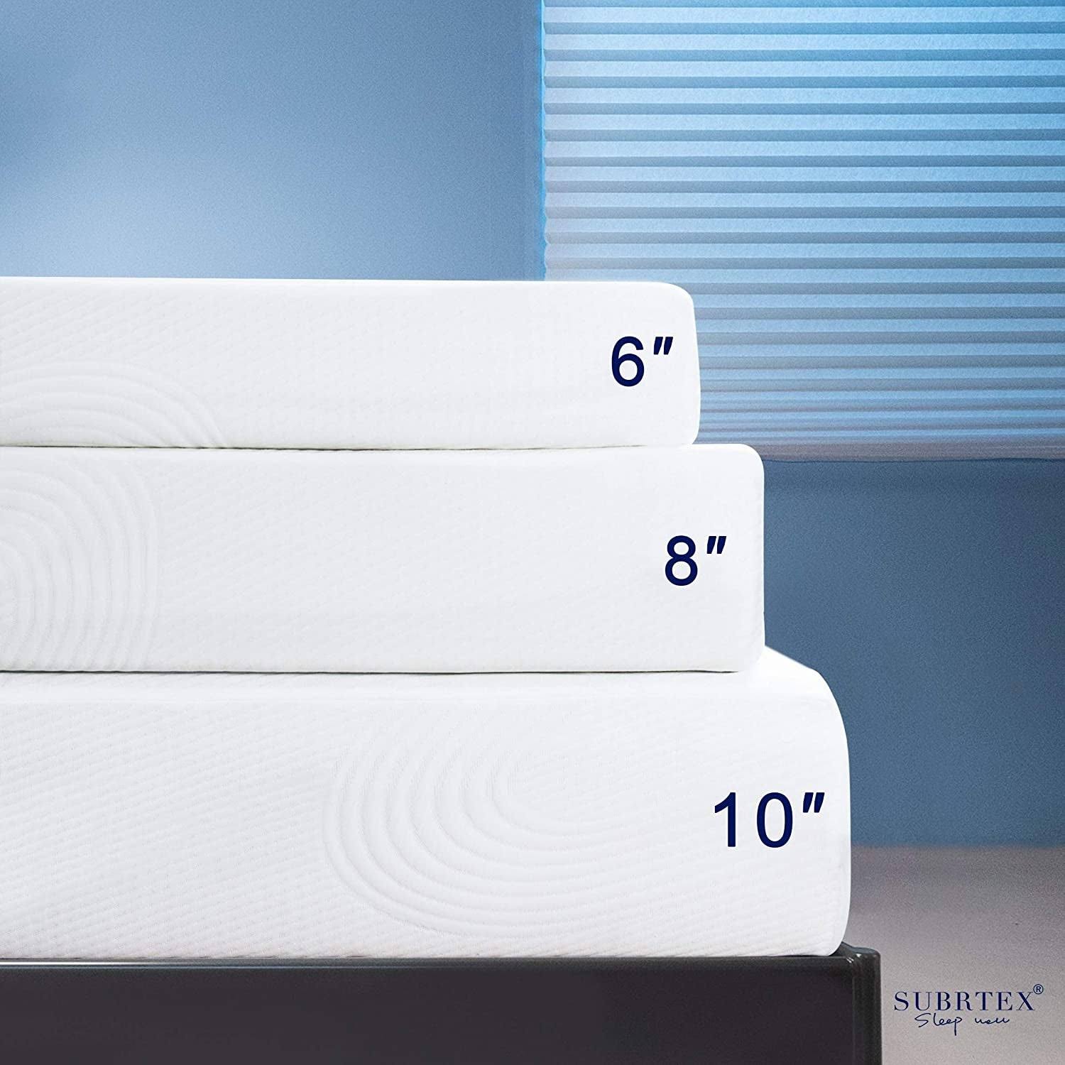 Subrtex 8 inch Gel-Infused Memory Foam Bed Mattress with Cover - Twin