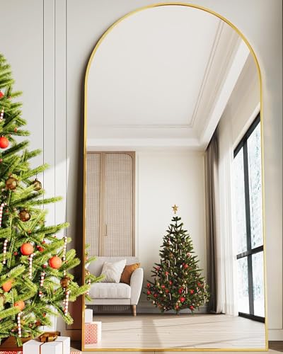 Full Length Mirror, 76"x34" Arched Floor Mirror Freestanding, Floor Standing Full Body Mirror with Stand for Bedroom