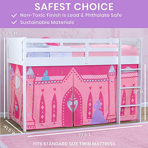 Delta Children Twin Loft Bed with Guardrail and Ladder (Coordinates with Loft Bed Tents Sold Separately), White