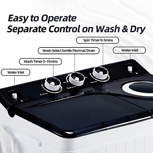 Portable Washing machine Mini Washer and Dryer Combo Compact Twin Tub Washing Machine Laundry Washer & Spinner with Built-in Gravity Drain