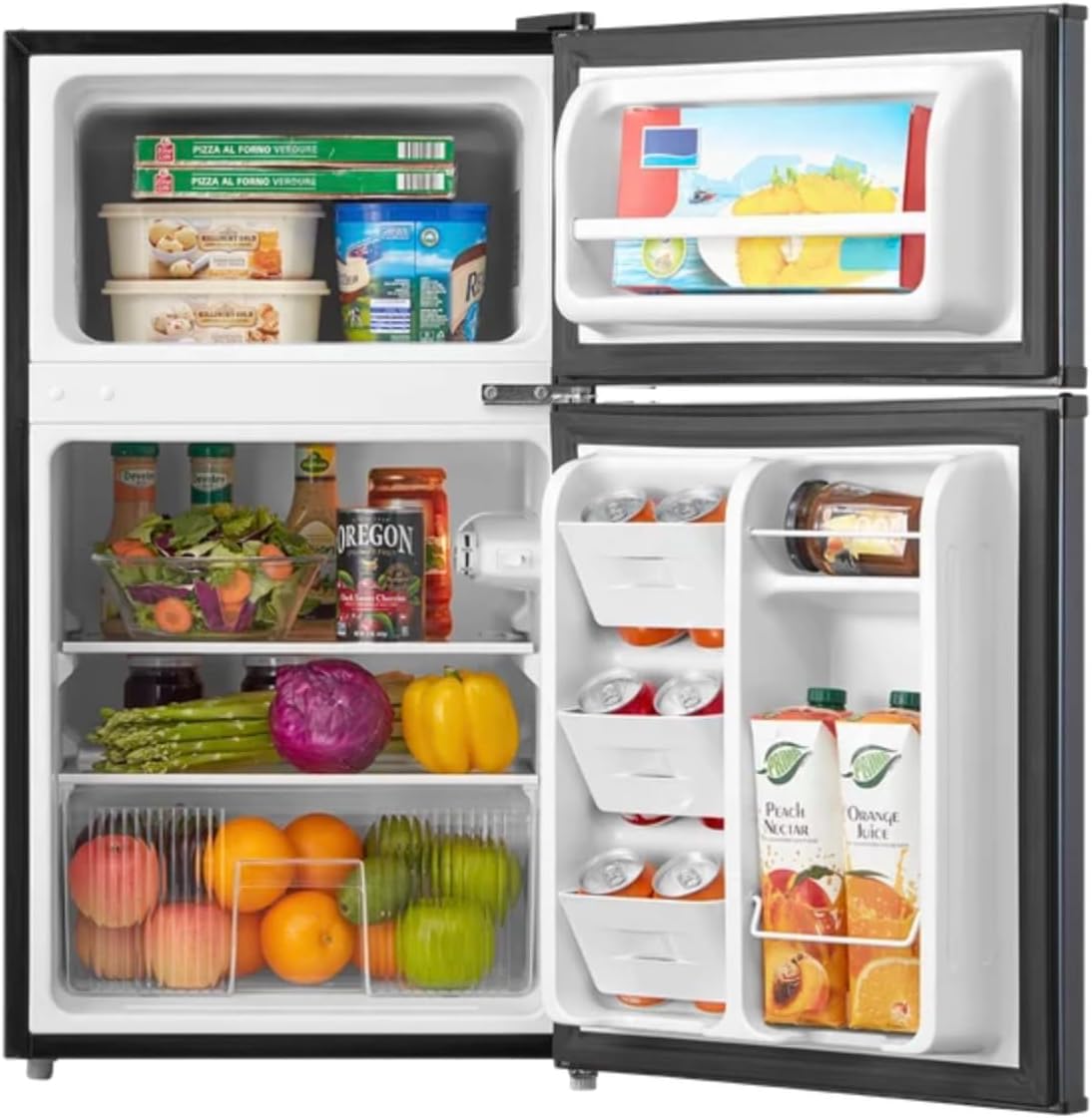 Mini Fridge with Freezer, 3.2 Cu ft, 2 Doors, Stainless Steel, King Arctic