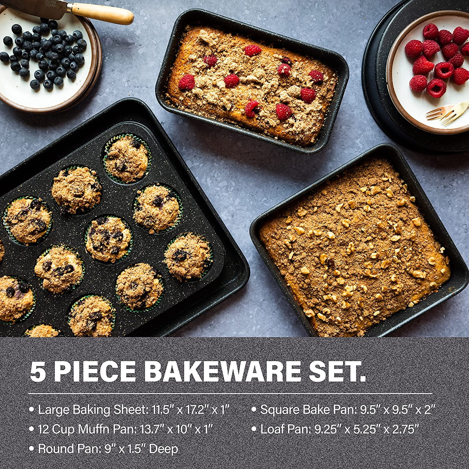 Excellent en Red Pots and Pans Set Nonstick 20 Pc Kitchen Cookware Set &amp; Bakeware Set with Mineral &amp