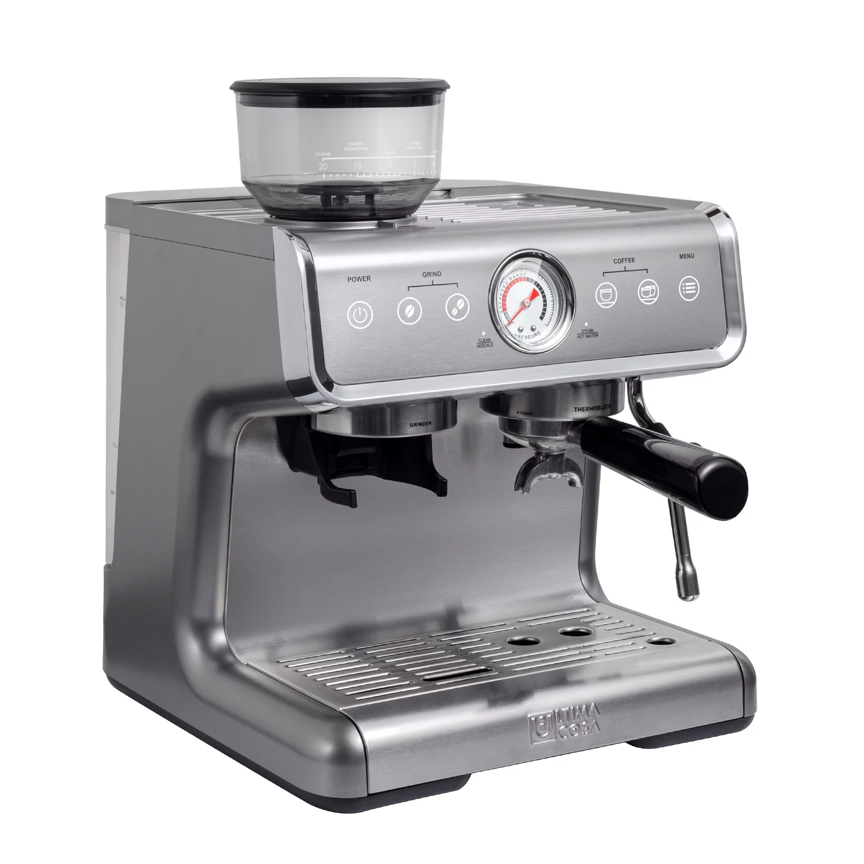 Ultima Cosa New Presto Bollente Semi-Automatic Espresso Machine - Silver - 2 Litre Water Tank