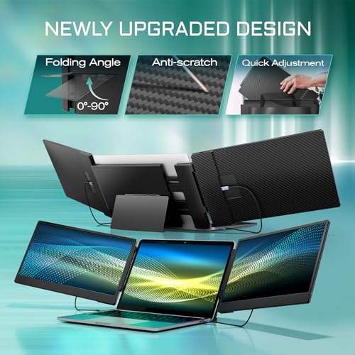 Teamgee 14.2" Portable Monitor, FHD IPS Laptop Screen Extender with 90° Foldable Stand/Dual Speakers