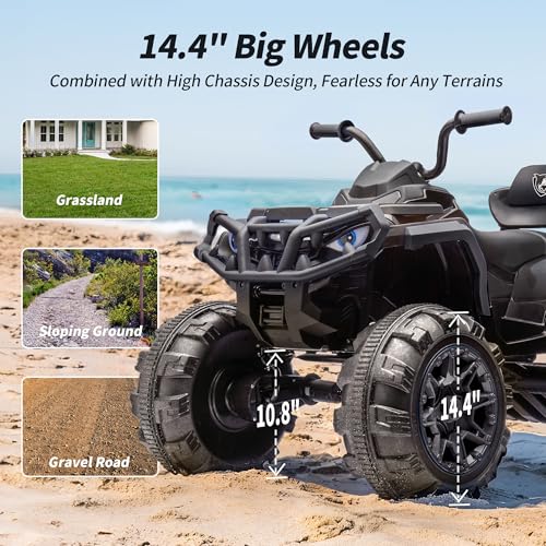 Shark Kids ATV 4 Wheeler, 24V 4WD Electric ATV Ride On Toy for Big Kids, 4X200W Motor, 5.6Mph Max Speed - Green