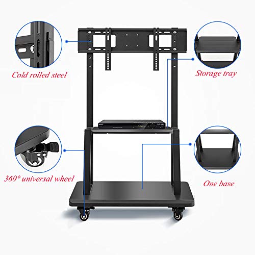 TV Floor Mount Height Adjustable TV Stand with Adjustable Shelf and Carry Brake Universal Wheels 55/65/75 Inch Universal TV 200 Lbs in Total