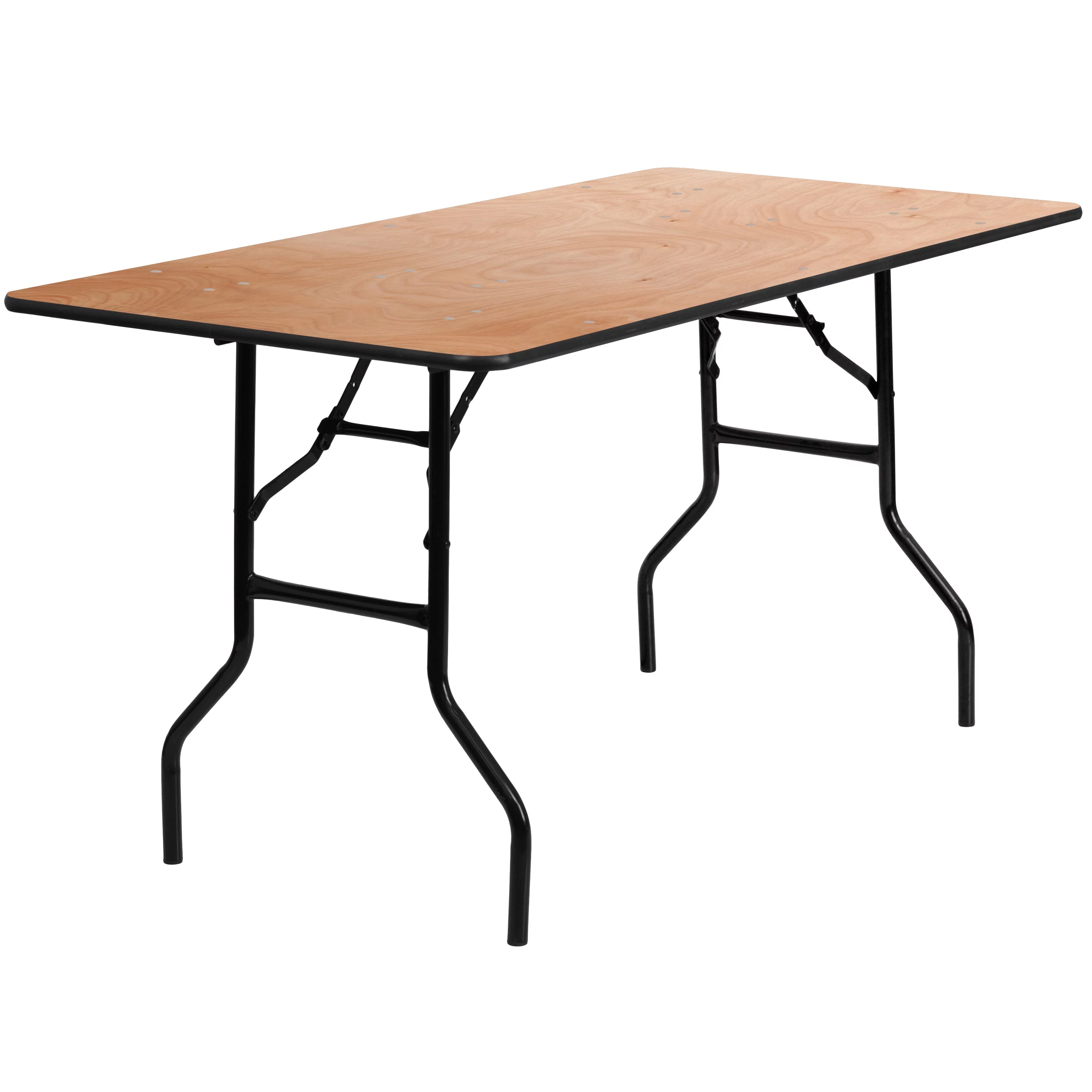 BizChair 5-Foot Rectangular Wood Folding Banquet Table with Clear Coated Finished Top