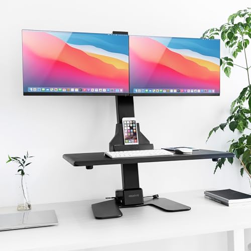 Mount-It! Electric Standing Desk Converter - Motorized Sit-Stand Desk Riser with Monitor Mount