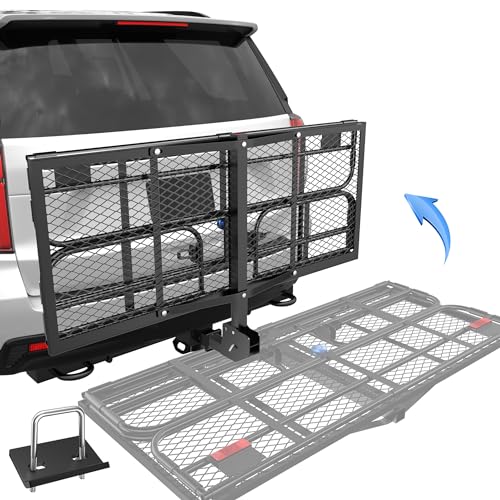 500 Lbs Folding Rack Hitch Mount Cargo Carrier, 2" Hitch Receiver, 60" x 24" x 14" Size