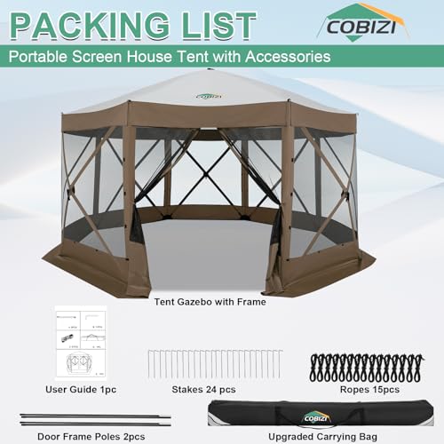 COBIZI 12x12ft Pop up Gazebo Screen Tent Screen House for Camping, Camping Outdoor Screened Gazebo, Canopy Tent