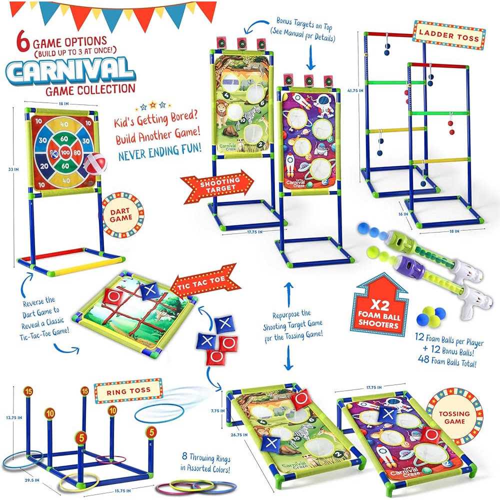 Carnival Yard Games for Kids Ring Toss Beanbag Cornhole Ball Shooting Target Game - Sports Supplies Online Store