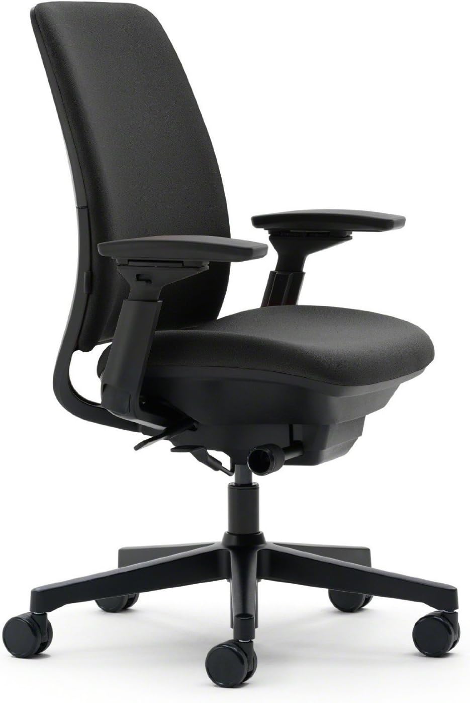 Steelcase Amia Task Chair: Adjustable Back Tension - LiveLumbar Support - Seat Slider - 4 Way Adjustable Arms - Black Frame/Black Fabric