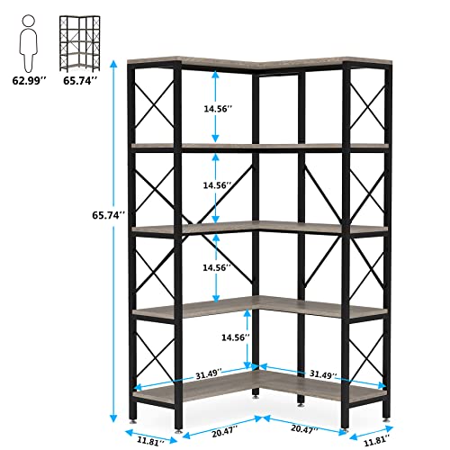 Tribesigns 5-Shelf Corner Bookshelf, Large Modern Corner Bookcase