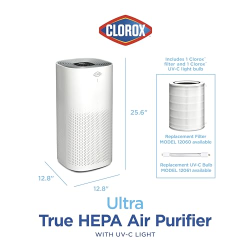 Clorox Air Purifiers for Home, True HEPA Filter, XL Rooms up to 2,220 sq ft, Removes 99.9% of Mold, Viruses, Wildfire Smoke, Allergens, Pet Allergies