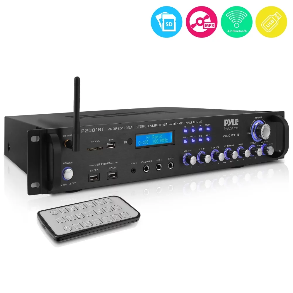 Pyle 2,000 Watt Multi Channel Bluetooth Home Theater Hybrid Amplifier Receiver - Curated Treasures Market
