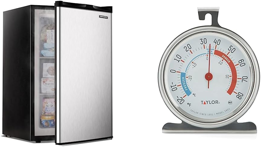 EUHOMY Upright freezer, 3.0 Cubic Feet, Single Door Compact Mini Freezer with Reversible Stainless Steel Door