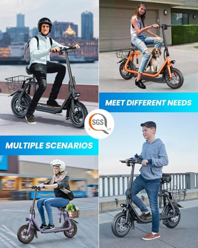 Electric Scooter with Seat for Adults, 550W Powerful Motor, 20-Mile Range, Speed up to 18.6MPH, Ample Storage for Pets & Cargo