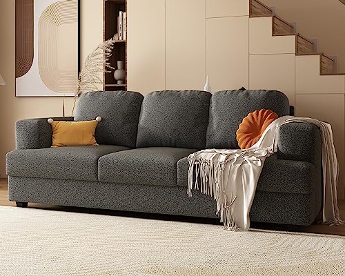 Couch, Comfy Sofa Couch with 24" Extra Deep Seats, Offwhite Modern Sofa- 3 Seater Sofa Couch for Living Room Apartment Lounge, Bouclé