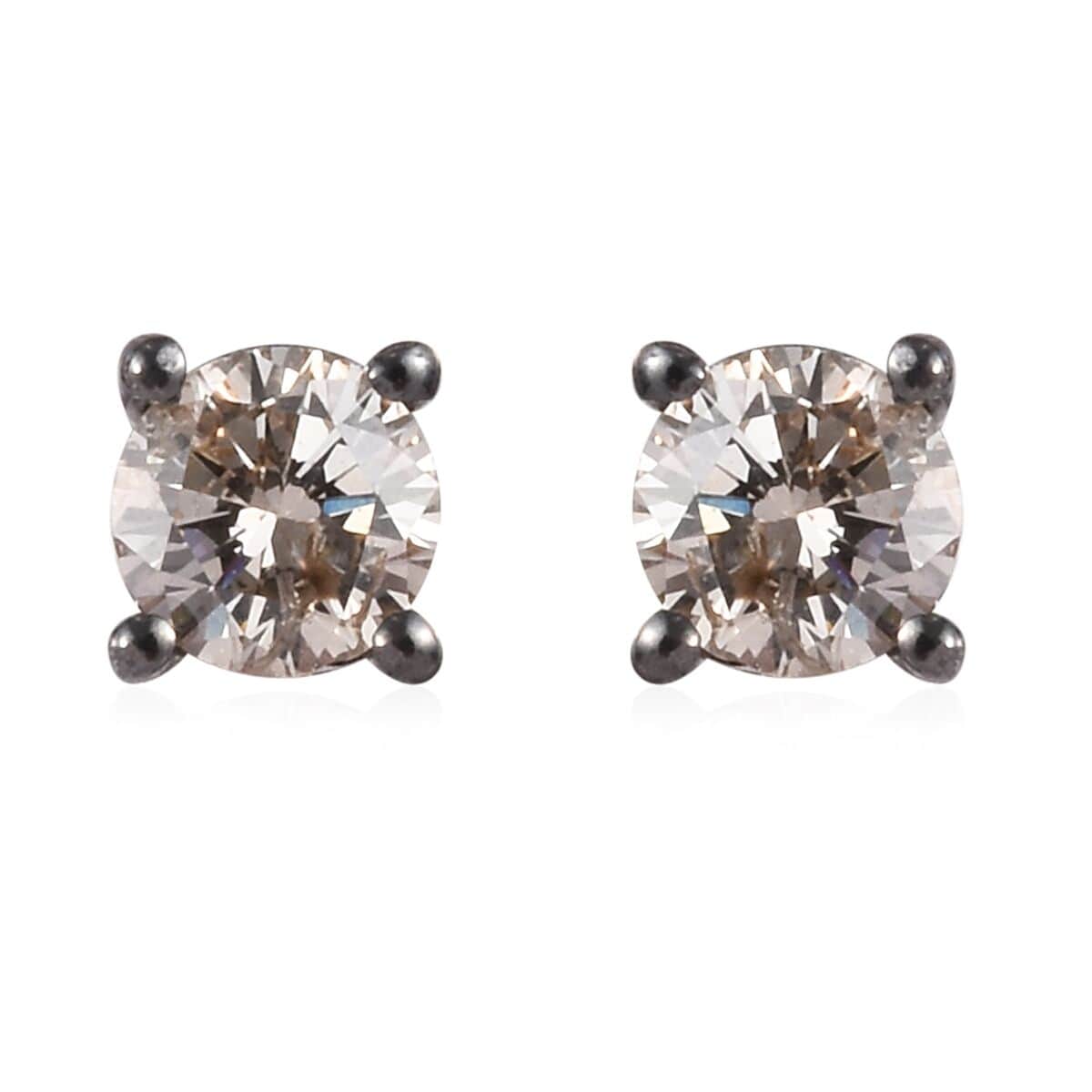SHOP LC 925 Sterling Silver Platinum Plated Round Champagne Diamond Stud Solitaire Earrings for Women Jewelry Birthday Gifts for Women Ct 0.5 I3