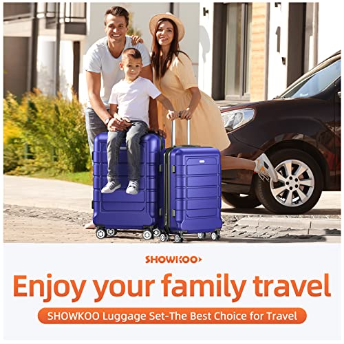 SHOWKOO Luggage Sets Expandable PC+ABS Durable Suitcase Double Wheels TSA Lock Black