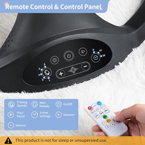 LAREX Baby Swing Infant Swing Electric Toddler Baby Rocker Portable for Newborn Boy Girl, 5 Sway Speeds with Remote Control