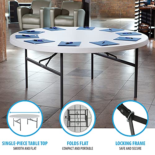 Lifetime 22673 Folding Round Table, 6 Foot, White Granite