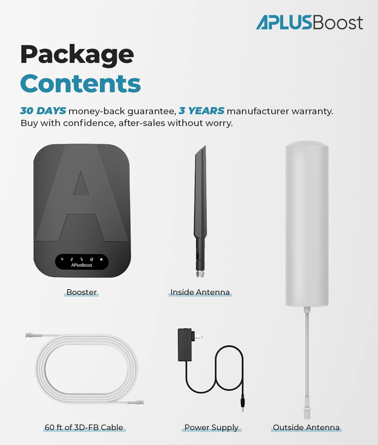 Cell Phone Signal Booster for 5G & 4G LTE on Band 12/5/2/4/25/17 - Cell Booster Enhances Voice & Data in Home and Office Up to 1500 Sq Ft FCC Approved