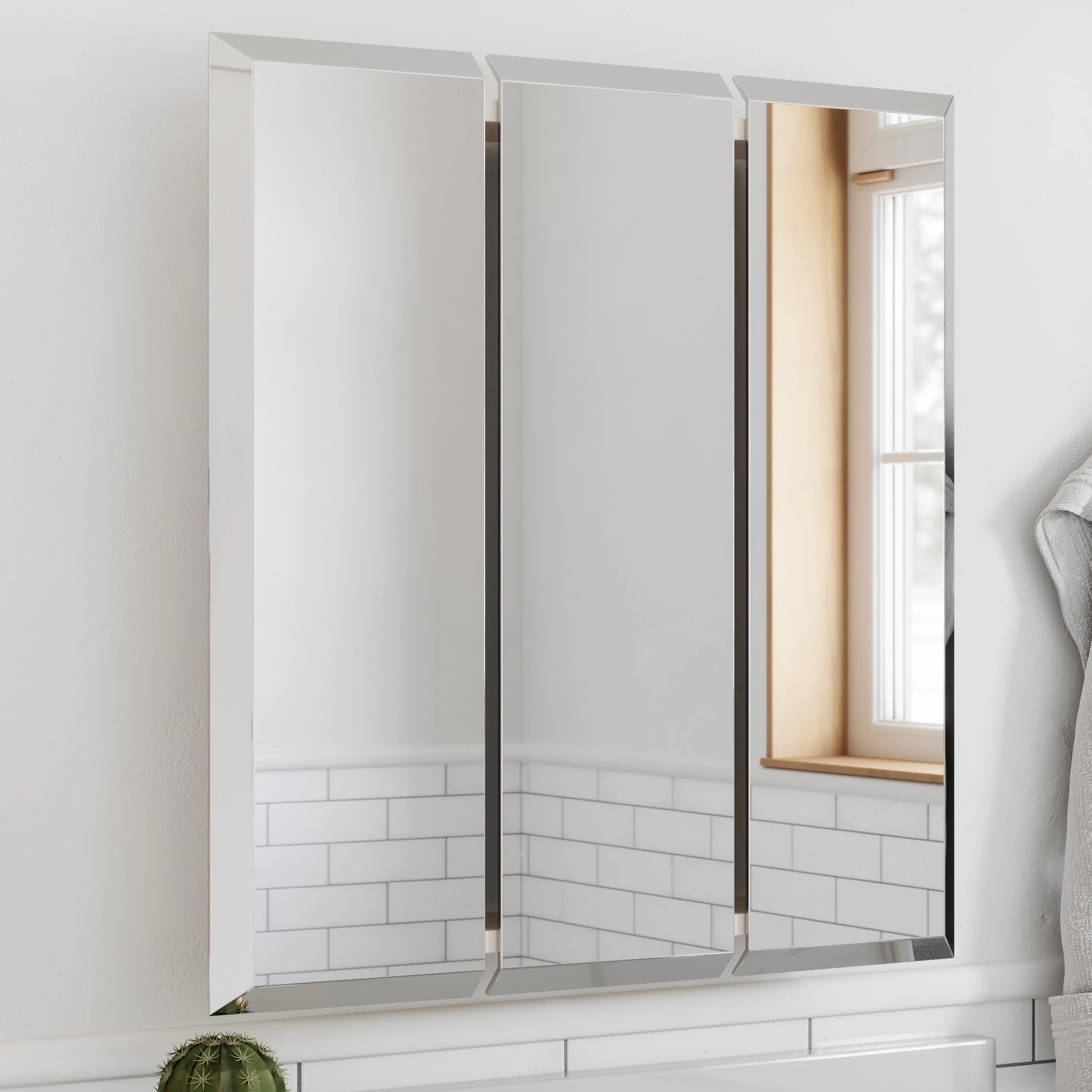 Cyprus Medicine Cabinet 24.5-Inch – Durable Pre-Assembled – Bathroom Wall Cabinet with Frameless Mirrored Doors – 4.4" X 24.5" X 25" – Design House