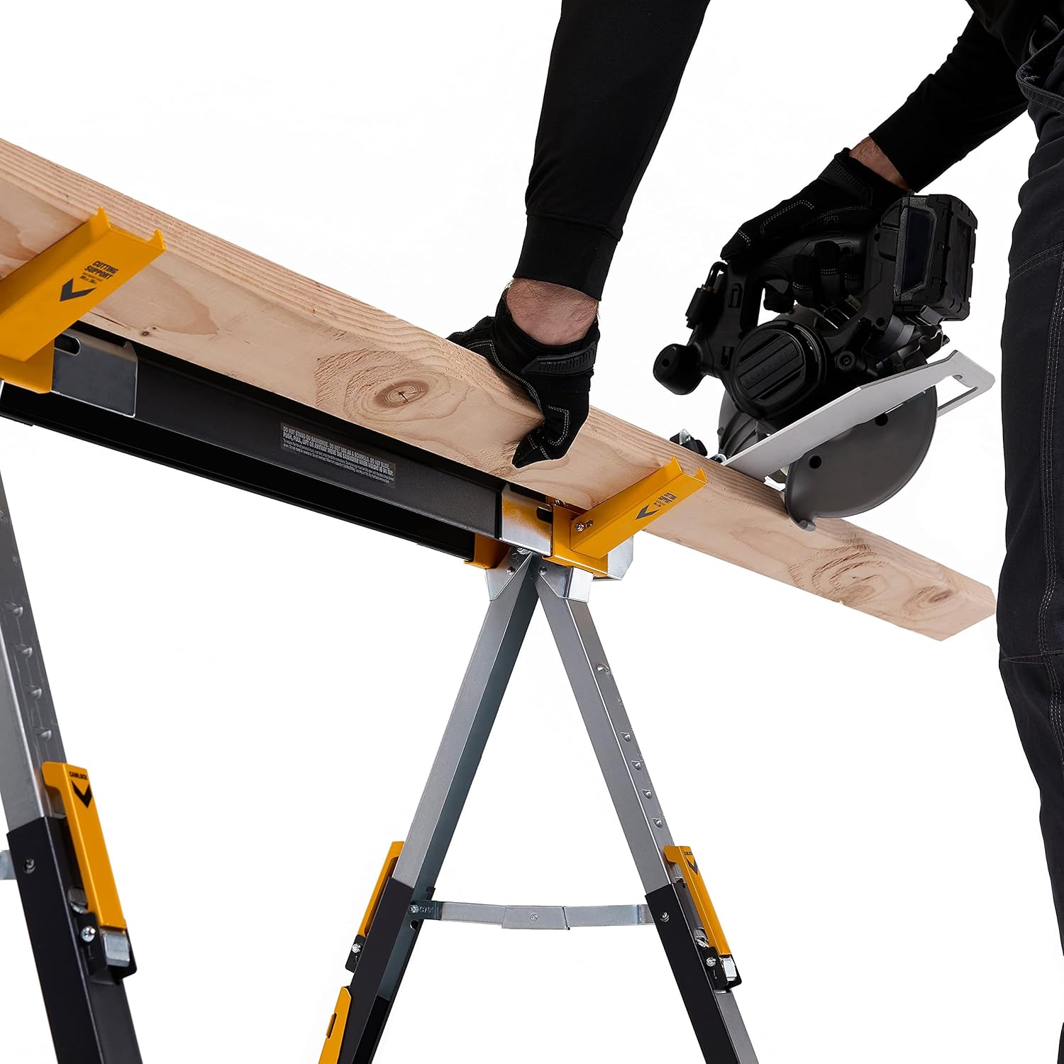 ToughBuilt - Folding Sawhorse - Sturdy, Durable, Lightweight, Heavy-Duty, 100% High Grade Steel - Adjustable up to 4x4 Size Support Arms