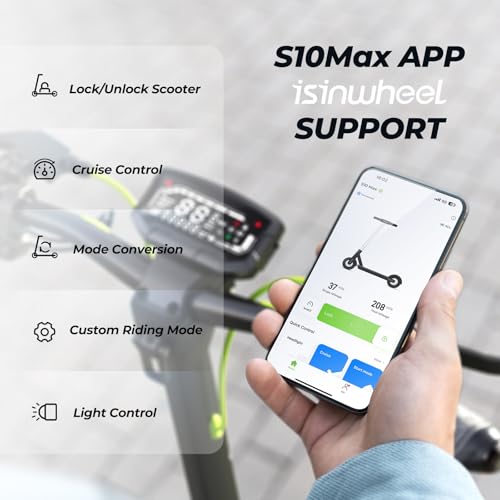 isinwheel Electric Scooter Adults, 38/32 Miles Range & 28/21 MPH Powered by 1000/800W Motor, 10" Pneumatic Tires