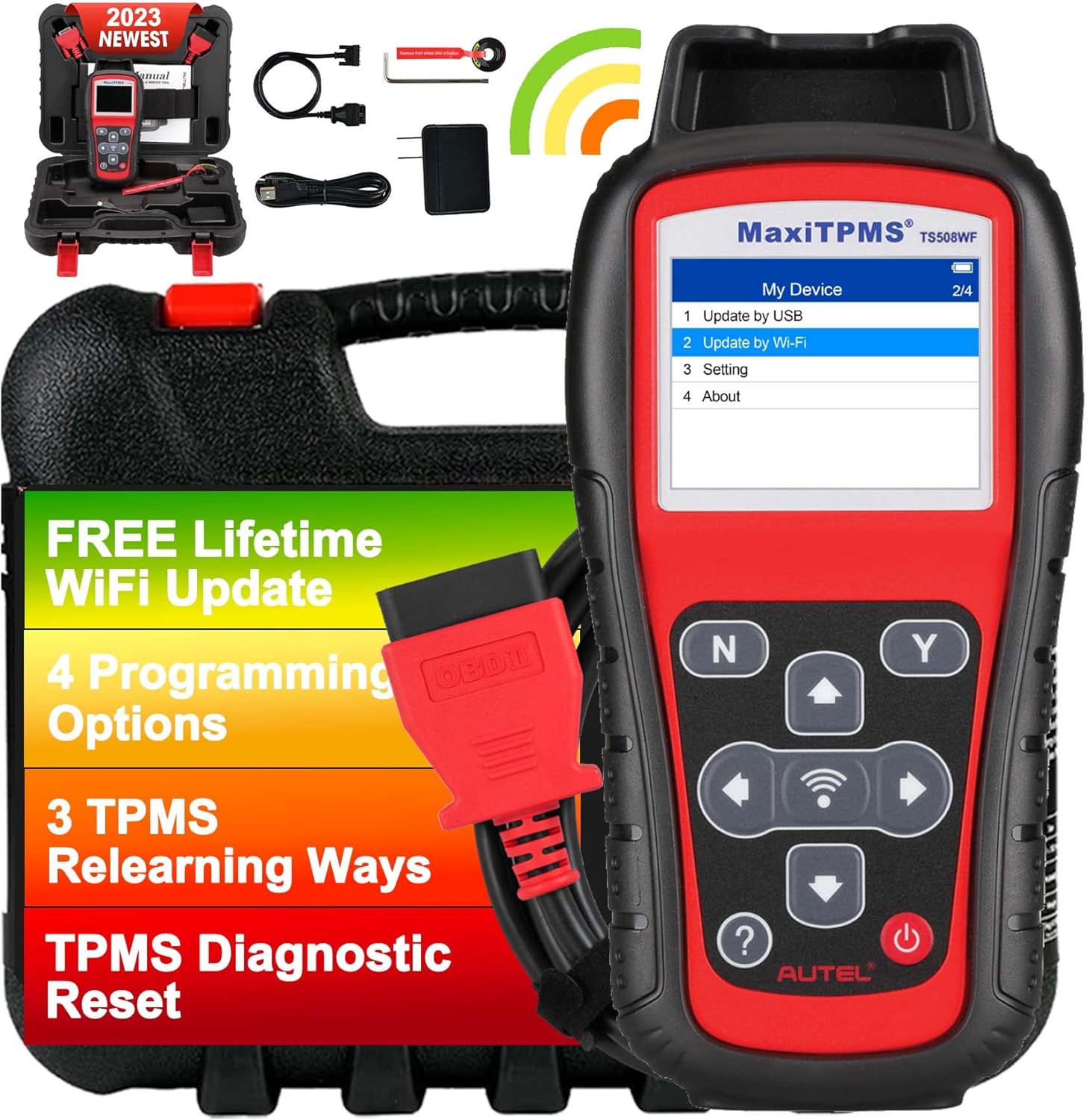 Autel TPMS Programming Tool TS508WF, TPMS Sensor Programmer, TPMS Relearn Tool, TPMS Reset Tool, Activate Read Copy Tire Sensor, Free Lifetime Update