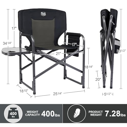 TIMBER RIDGE Folding Rocking Camping Chair, 400lbs Capacity Portable Oversized Outdoor Rocker with Hard Armrests, Cup Holder & Side Pocket