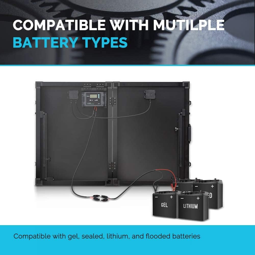 Renogy 100W 12V Monocrystalline Off Grid Portable Foldable 2pcs 50W Solar Panel Suitcase Built-In Kickstand