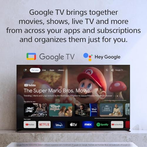 Sony 65-Inch BRAVIA 7 4K HDR Mini LED QLED Smart Google TV with Dolby Vision, PS5 Exclusive Features, HDMI 2.1
