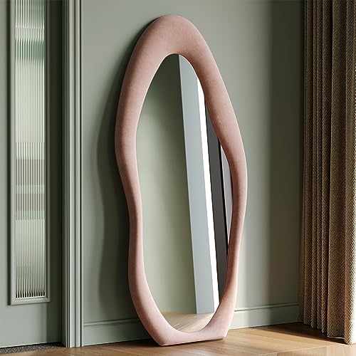 Honyee Full Length Mirror, 63" x 24" Wall Mirror, Flannel Wrapped Wooden Frame Floor Mirror