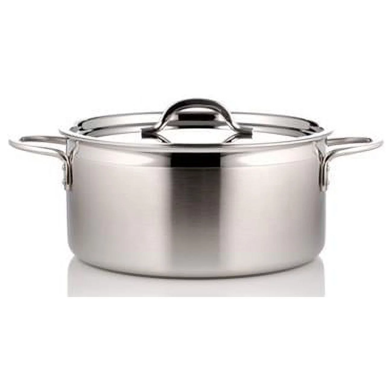 9.37 in. dia. Country French Two Tone Stainless Steel 4 quart Pot with Cover & 2 Round Handles