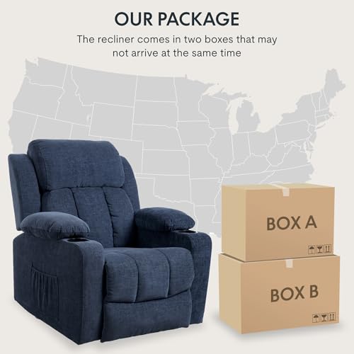 FLEXISPOT XL31 Power Lift Recliner Chair for Elderly, Electric Lift Chair with Massage & Heat, PU Leather Reclining Sofa w/Cup Holders