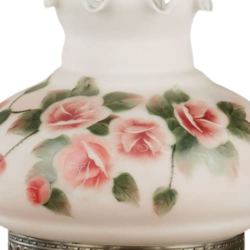 Touch of Class Abigail Hurricane Style Parlor Table Lamp - Antique Victorian Aesthetic - Painted by Hand - Floral Designs