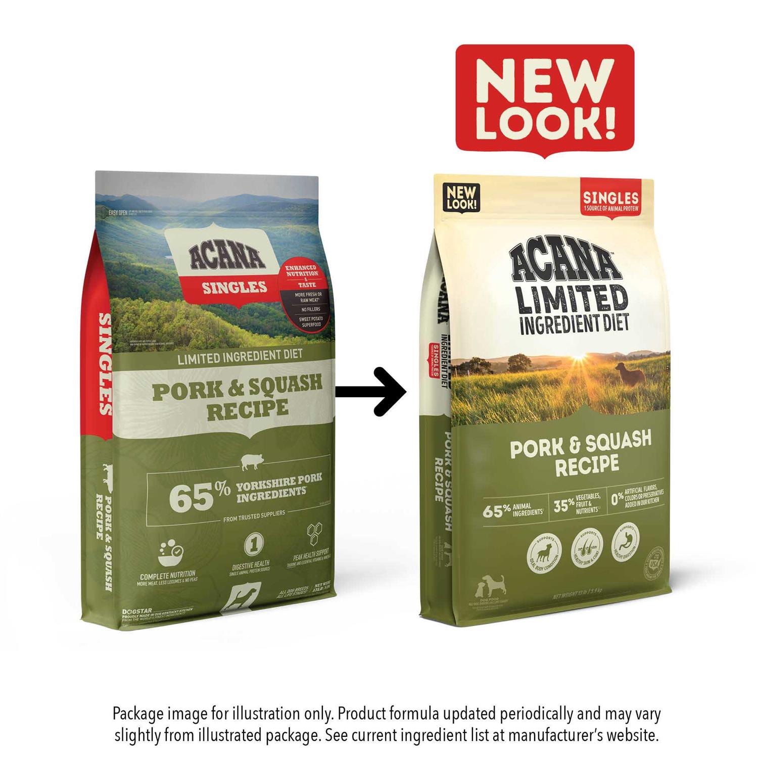 ACANA Singles Limited Ingredient Diet Pork &amp; Squash Recipe Grain-Free Dry Dog Food, 22.5-lb bag - Pet Supplies online store