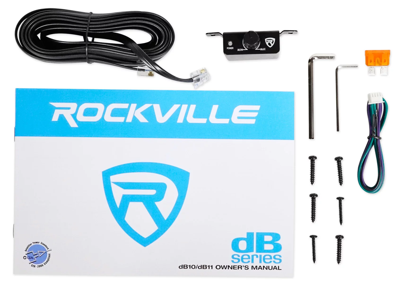 Rockville DK58 PACKAGE Dual 8" 1600w Loaded K5 Car Subwoofer Enclosure+DB11 Amp