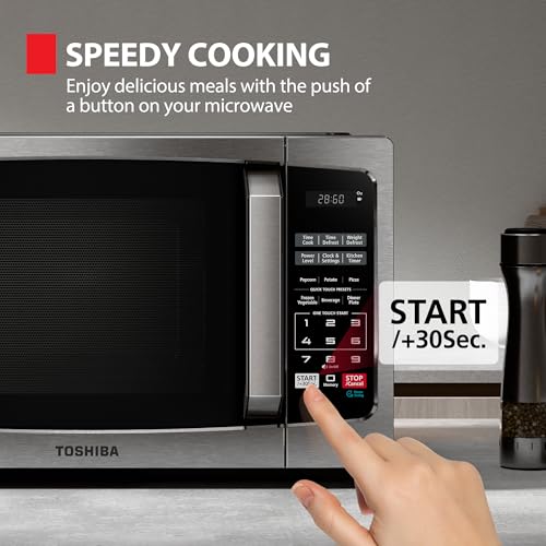 Toshiba ML-EM62P(SS) Large Countertop Microwave with Smart Sensor, 6 Menus, Auto Defrost, ECO Mode, Mute Option & 16.5" Position Memory Turntable