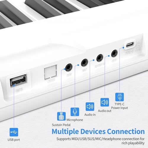 88 Key Piano Keyboard,Beginner Electric Digital Piano with Semi Weighted Keys,Keyboard Piano withSustain Pedal, Power Supply, Stand, Carrying Case