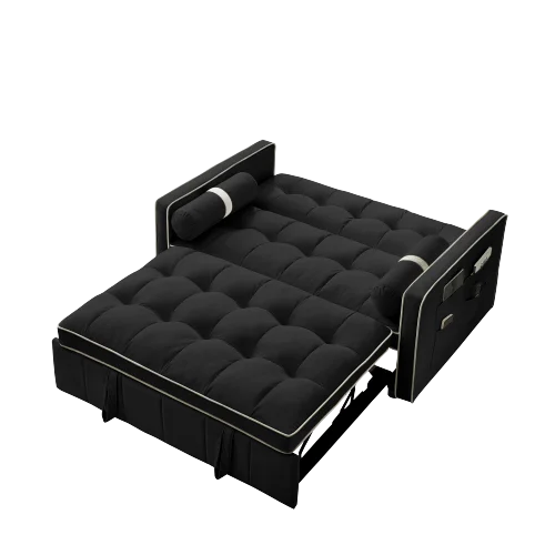Modern 55.5" Pull Out Sleep Sofa Bed 2 Seater Loveseats Sofa Couch with side pockets