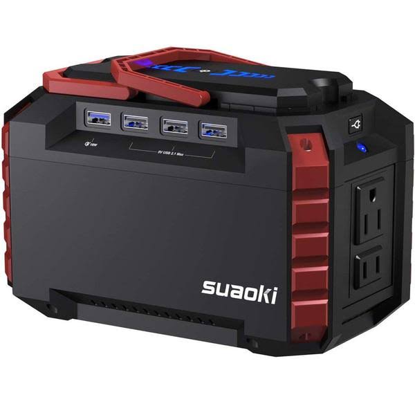 Suaoki Portable Power Station, 150Wh/100W Camping Generator Lithium Power Supply with Dual 110V AC Outlet, 4 DC Ports, 4 USB