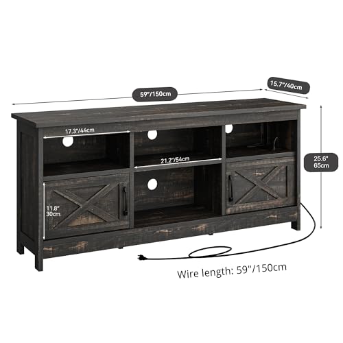YITAHOME TV Stand for 65 Inch TVs, Entertainment Center with Storage Cabinets, Power Outlet & LED Light