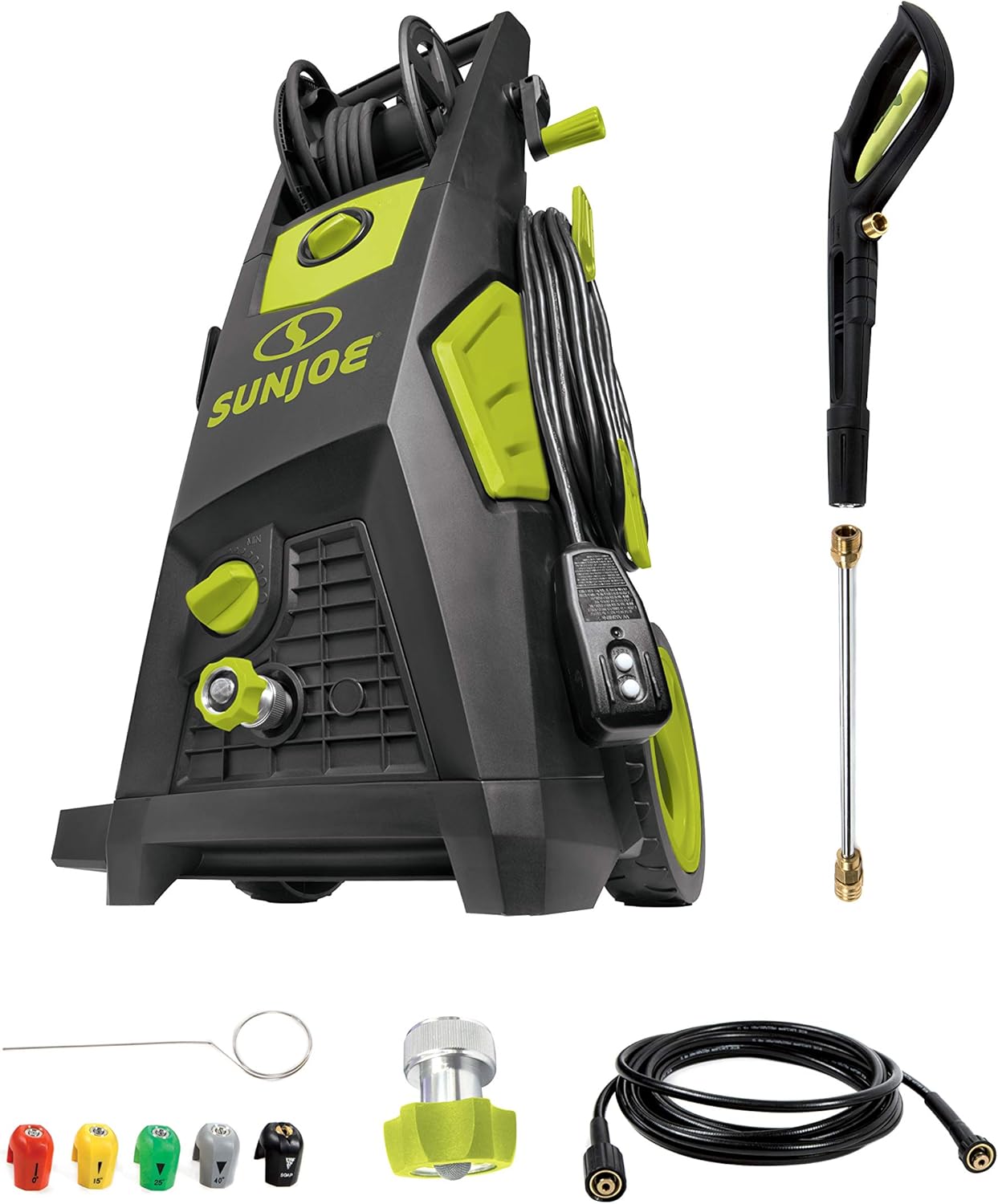 Sun Joe SPX3550 2350-PSI Max 1.8-GPM Max Brushless Induction Electric Pressure Washer w/ 5-Quick Connect Nozzles, Detergent Tank, Cleans Cars, Patios