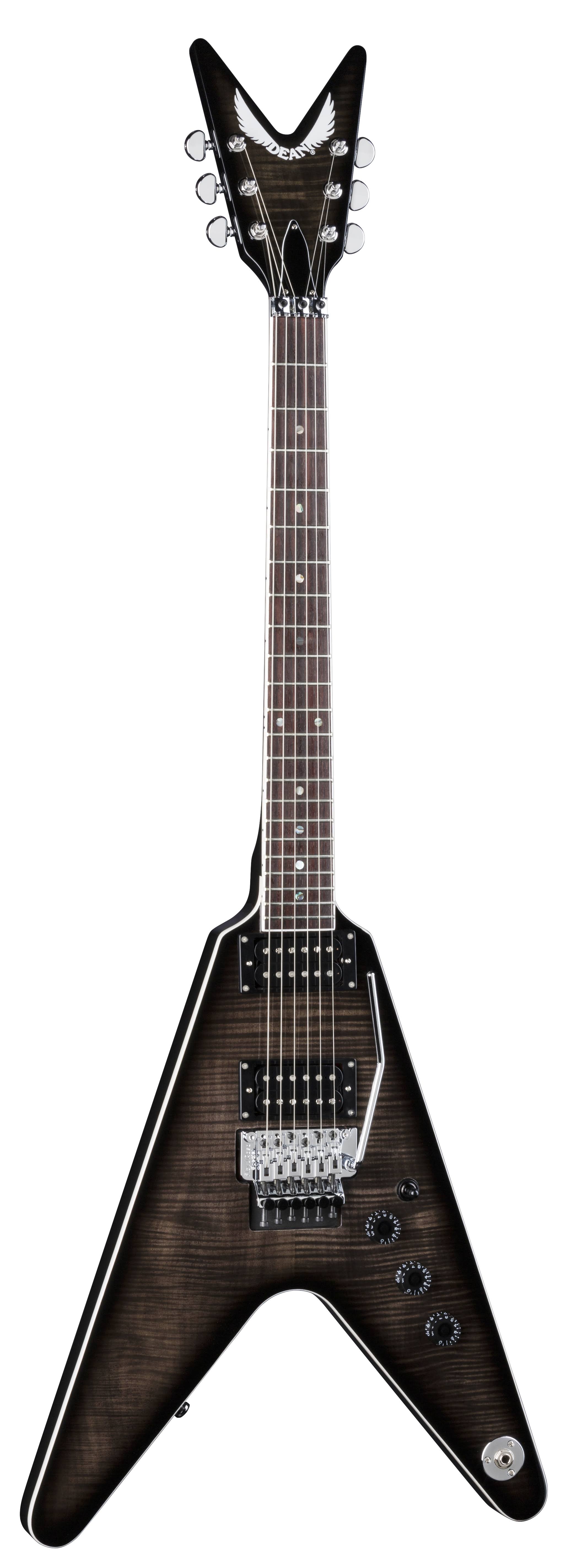 Dean V79FTBK V 79 Floyd Flame Top Electric Guitar, Trans Black - Avayadevconnect